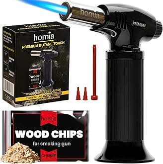 Smoking Gun Wood Smoke Infuser Torch - Adjustable Flame for Cocktail Smokers, Refillable Kitchen Torch Lighter - Fit All Butane Tanks with Adapters included - (Butane Gas Is Not Included)