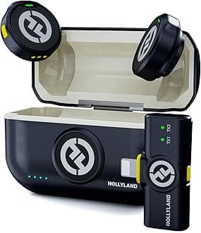 Hollyland Lark M2 Wireless Lavalier Microphone for iPhone, Mfi-Certified,Hi-Fi Audio, Mini Mic Design, 300m Los Range, Noise Cancellation, 30H Battery Life for Vlog Youtuber-BlackClimatePartner certified