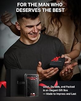 typecase Wallet for Men: Rfid-blocking with Money Clip Slim Leather Bifold ID Window Smart Pop Up Card Case Front Pocket Wallet with Gift Box, Alaska Black, Ultra-slim, Standard Wallet