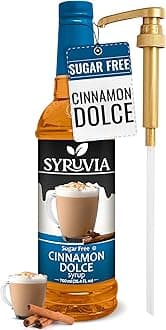 Sugar Free Coffee Syrup, Cinnamon Dolce Flavored Syrup for Drinks, Lattes, and Desserts – 25.4 fl oz, With Pump