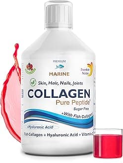 Hydrolyzed Marine Collagen Liquid Supplement - Pack of 500 ml, 20 Day Supply | Pure Peptide and Vitamins for Healthy Hair, Skin, Nails and Joints I 100% Natural Berry Flavour
