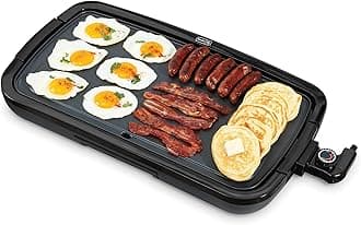 Everyday Electric Griddle - Indoor Griddle for Versatile Cooking - Features Quick-Heating, Anti-Slip Feet, and Removable, Nonstick Plate - Cool Gray