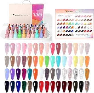VENALISA VIP4 Gel Nail Polish Kit of 65 Pcs With Color Book Red Pink Orange Green Colors Gel Polish Set Soak Off UV Gel Salon Nail Art DIY at Home Manicure
