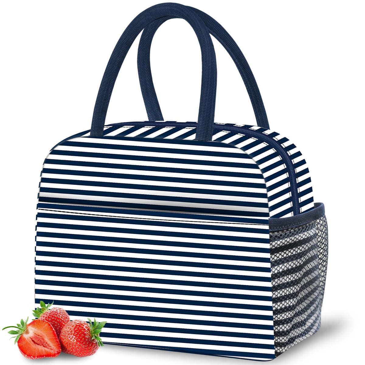 Lunch Bag Women, Lunch Box for Women Men Reusable Insulated Lunch Tote Bag, Handbags Case High Capacity for Travel Work Picnic, Navy Blue