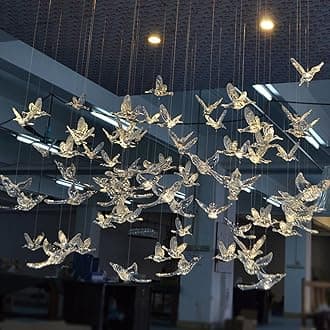Creative DIY Flying Bird Decorative Ceiling Hanging Ornaments Christmas Tree for Home Kindergarten Shopping Mall Home Table Window Nature Decoration (10, Transparent)