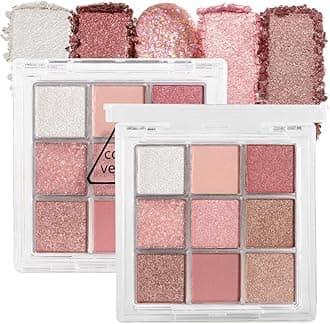 9 Colors Colorful Eyeshadow Palette Makeup,Golden Brown Pink White Matte Shimmer Neutral Eye Shadow Powder Palette,Highly Pigmented Naturing-Looking Long Lasting Waterproof