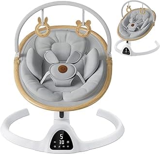 Baby Swings for Infants, Fasonbaby Bluetooth Infant Swing with Music Speaker with 3 Seat Positions, 5 Speeds and Remote Control - Portable Baby Swing for Indoor and Outdoor (White)