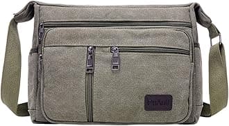 MOMISY Canvas Sling Cross Body Bag Travel Side Bag Office Messenger Bag Business Bag Multi Pocket Shoulder Bag Money Bag for Adults, Men and Women