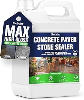Premium Stone Sealer, 1 Gallon – Max Gloss Wet Look for Pavers, Driveways & Patios – Waterproof & UV Resistant, Long-Lasting Protection with Enhanced Color for Natural Stone Surfaces