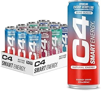 C4 Smart Energy Drinks Variety Pack, Sugar Free Performance Fuel & Nootropic Brain Booster, Coffee Substitute or Alternative, 4 Flavor Berry Breeze Variety 12 Pack