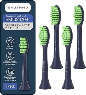 - Replacement Toothbrush Heads, Compatible with Philips One for Sonicare Electric Toothbrush Handles HY1022, 4 Standard Heads with Tongue Cleaner, Soft DuPont Bristles, BM124m Midnight Navy Blue