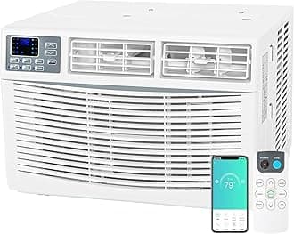 Window Air Conditioner 12000 BTU, Window AC Unit with Remote and Smart Control, Washable Filter, for Home Office, Bedroom, Cools up to 550 Sq. Ft
