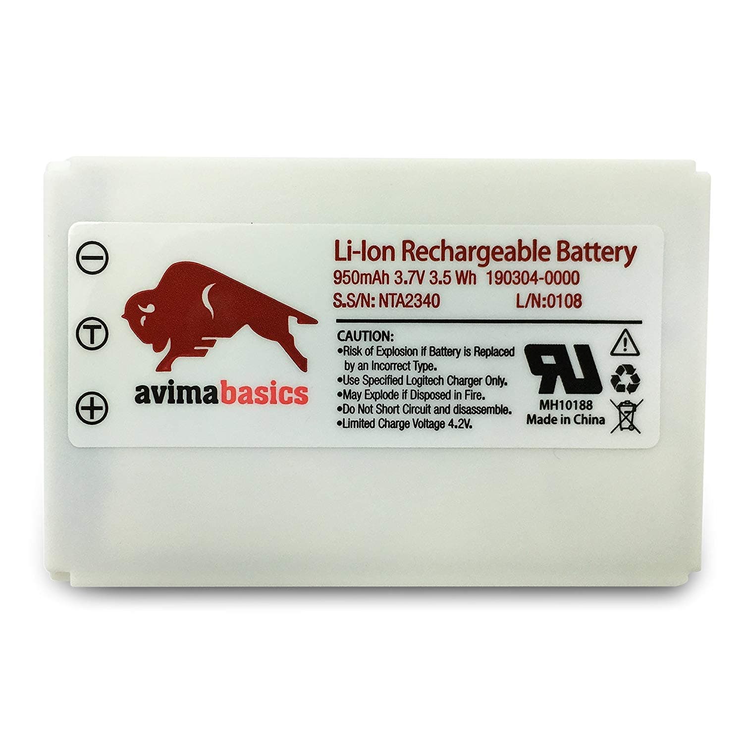 AVIMABASICS Harmony One Battery Replacement Part Compatible with Logitech Harmony One, 720, 850, 880, 885, 890 Pro, H880 Advanced Universal Remotes - Parts: 190304-0000 (950mAh 3.7V Li-ion)