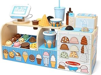 Melissa & Doug Wooden Ice Cream Shop | 42 Pieces | Ice Cream Shop for Ice Cream Parlor Role Play | For Children from 3 Years - FSC Certified