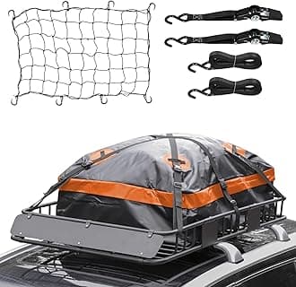 WEIZE 54" x 34" x 6" 200lb Heavy Duty Roof Rack Carrier Basket with Waterproo...