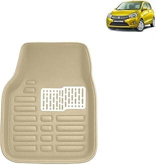 Kingsway Accessories Premium 4D Car Floor Mats Only Compatible with Maruti Suzuki Celerio Year 2014 to 2021 All Model, Set of 3 Pcs, 100% Waterproof Tray Shape PVC 4D Car Foot Mats, Beige