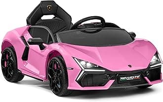Licensed Lamborghini Revuelto Kids 12V Electric Ride On Car Toy w/ 66lb Weight Capacity, Parent Control, Bluetooth - Pink