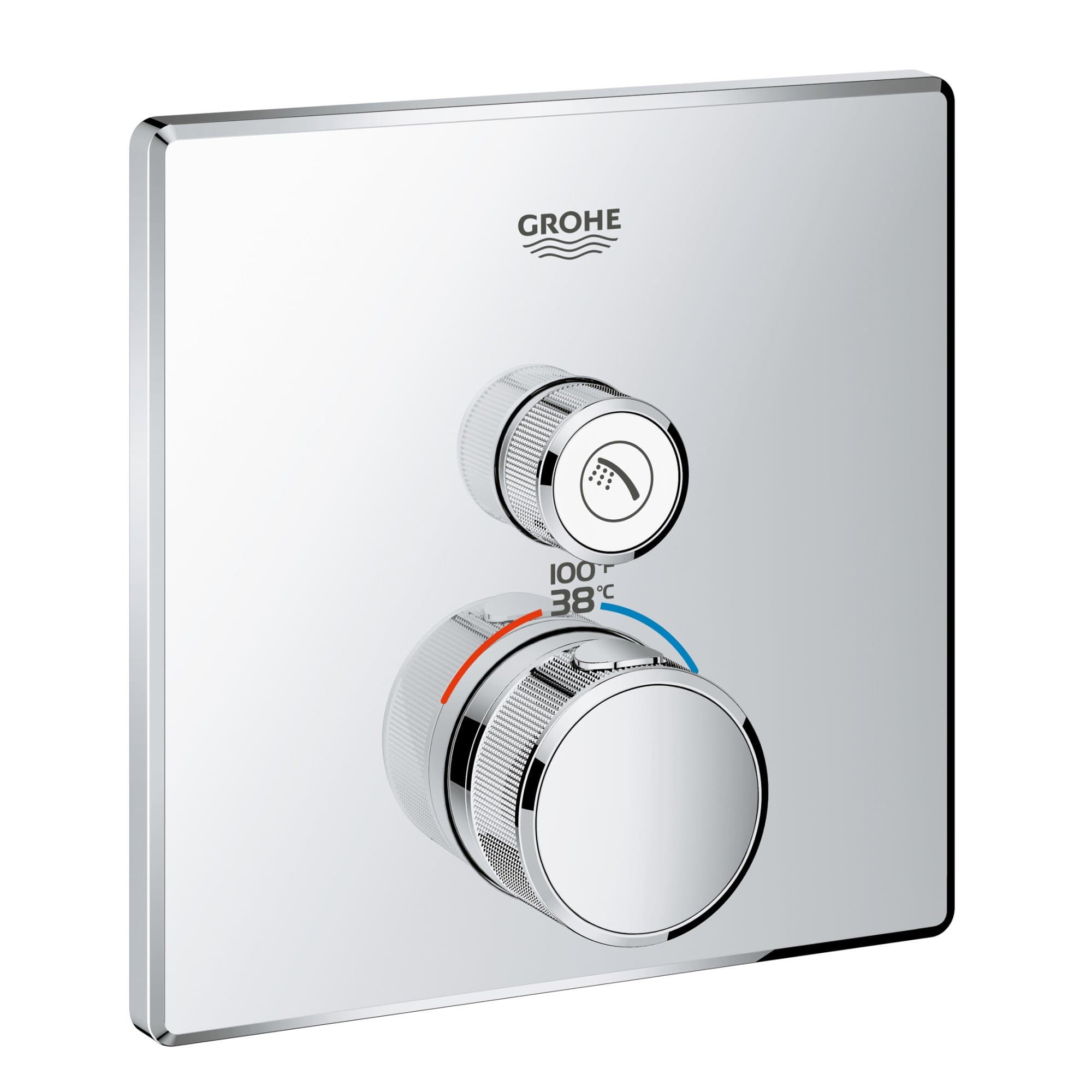 29140000 Grohtherm Smart Single Function Thermostatic Trim with Control Module, Starlight Chrome