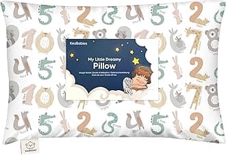 My Little Dreamy Toddler Pillow With Pillowcase - 13x18 Organic Cotton, for Sleeping, Kids, Travel, Mini, Nursery, Bed (Wild Count)
