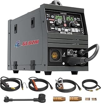 GZGUOZHI 200Amp MIG Welder,110/220V Dual Voltage, Gas Gasless MIG Welding Machine, Solid Wire Flux MIG/Lift TIG/Stick ARC Multiprocess MIG Welder