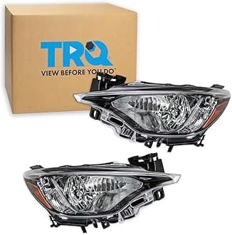 TRQ Headlight Assembly Set Headlights Driver & Passenger Side Compatible with 2016 Scion iA 2019-2020 Toyota Yaris SC2502106 SC2503106