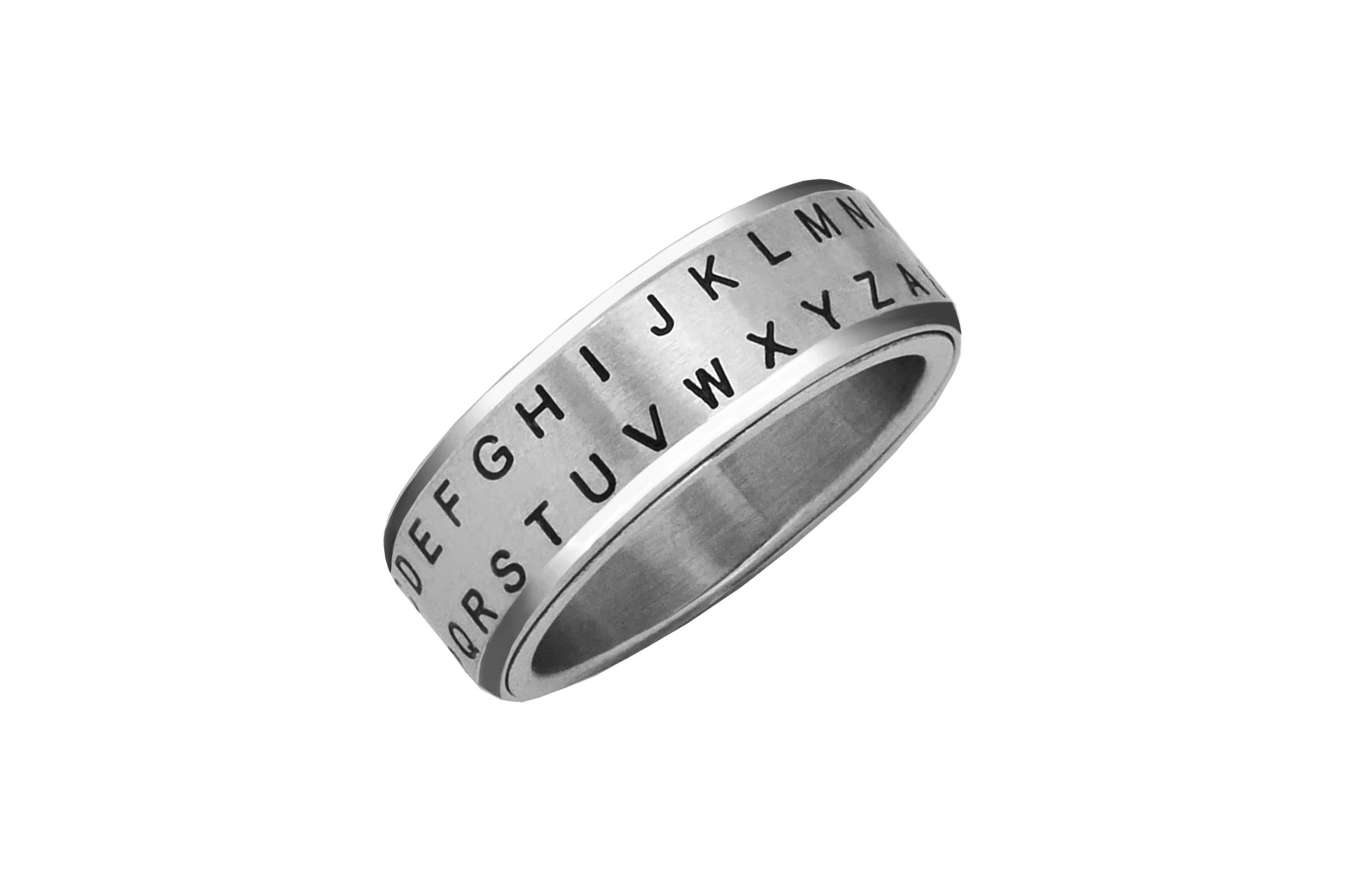 (Size 06, Silver) - Secret Decoder Ring: Alphabet Shift Silver Size 06