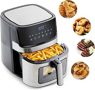 8-in-1 Air Fryer with LED Touch Display and Visible Window 6.5L AirfryerRapid Circulation for Health Cooking, 1700W, 60 min-timer, 80-200°C