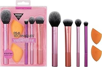 Makeup Brush Set with 2 Sponge Blenders for Eyeshadow, Foundation, Blush, and Concealer, Set of 6, Assorted, (1997)