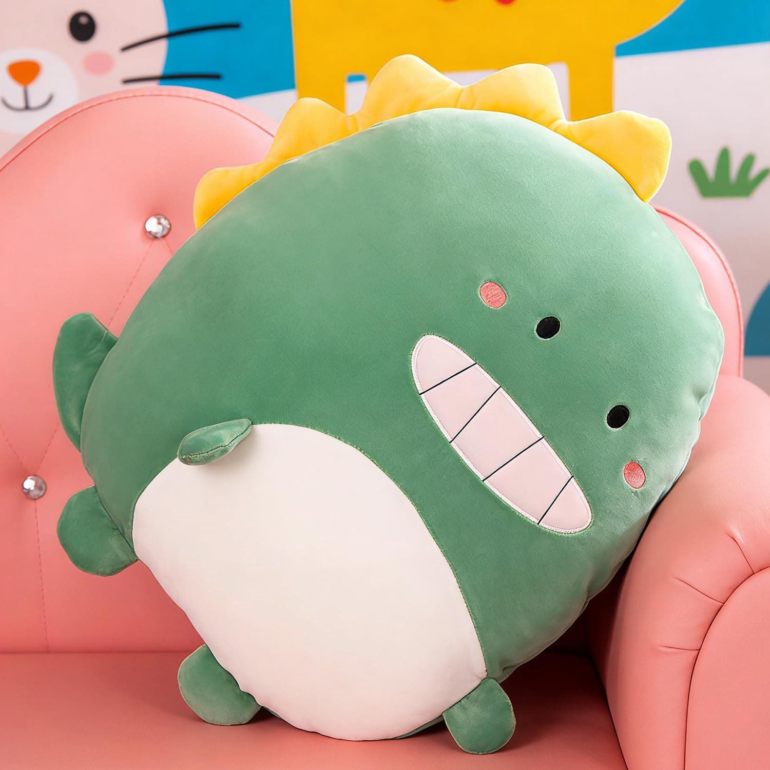 ARELUX 16in Flat Pillow Soft Dinosaur Anime Plush Pillow Cute Stuffed Animal Plush Toy Kawaii Plushies Room Decor Christmas Decorations Gifts for Women Kids Birthday/Big Kid