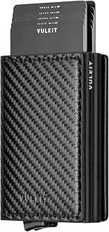 Credit Card Holder RFID Blocking Leather Automatic Pop Up Wallet Aluminum Slim Pocket Bifold Business Card Case