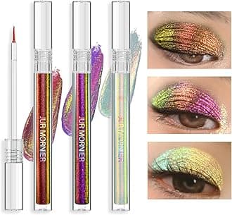 Multichrome Liquid Eyeshadow Set,3 Colors Multi-Dimensional Eye Liner Makeup,High Pigment Waterproof Metallic Eye Shadow,Ultre Fine Tip Glitter Eyeshadow (101+102+103)