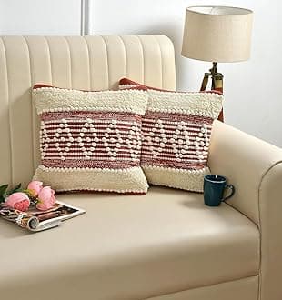 Premium Decorative Throw Cushion Pillow Cover Boho Home Decor - Living Room Bedroom Couch Sofa Cushion Covers 16 inch x 16 inch (Maroon Kites, 2)