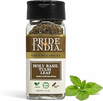 Sweet Holy Basil Leaf – Indian Tulsi Leaf Cut & Sifted – Gourmet Herb – Rich in Nutrients – Ocimum sanctum – GMO Free – Easy to Use – 0.5 oz. Small Dual Sifter Bottle