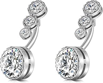 FECTAS 14g Belly Button Rings Surgical Steel CZ Petite Navel Ring for Women Body Piercing Jewelry Petite select Barbell Len 6mm 8mm 10mm 12mm Silver Gold