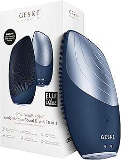 GESKE SmartAppGuided Sonic Thermo Facial Brush | 6 in 1 | Skin Cleansing | Cleansing Brush with Thermal Function | Electric Facial Massager