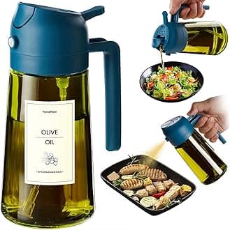 TrendPlain - Original 16oz/470ml Olive Oil Dispenser Bottle for Kitchen Gadgets and Air Fryer Accessories - Olive Oil Sprayer for Cooking w/Stickers - Navy