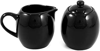Black Ceramic Two Piece Creamer & Sugar Service Set
