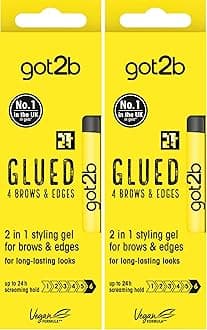 got2b Glued for Brows & Edges 2 in 1 Wand Eyebrow Gel, 72hr Hold, No White Residue or Stickness, Vegan, Silicone Free, Alcohol Free, 16 ml (Pack of 2)