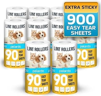 Lint Rollers 900 Sticky Sheets, 10 Spare Rollers,10 Pack of Refills Only. Pet Hair Remover for Clothes, Furniture, Couch, Carpet, Dog Hair Remover, Cat Hair Remover, Animal Fur, Fuzz