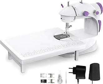 Akiara - Makes life easy Mini Sewing Machine with Table Set | Tailoring Machine | Hand Sewing Machine with extension table, foot pedal, adapter, White (Without KIT)