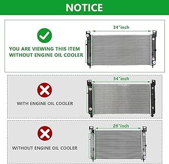 34 Inch Core Radiator Perfect Compatible with 2000-2014 Suburban 1500 5.3L 2000-2002 Suburban 1500 5.7L 2006-2009 Suburban 1500 6.0L 2000-2009 Suburban 2500 6.0L (exclude 2007) Replace# 2423