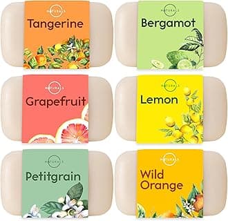 O Naturals 6 Piece Citrus Vitamin C & E Bar Soap Collection, Made with Organic Coconut & Olive Oil. Vegan, Triple Milled, Fresh Citrus Scents. Face, Hand & Body Wash. Gift Set. For Women & Men. 4 oz.