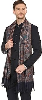 Pashtush Mens fine Soft Ethnic Stole Stole, Jamawar design, Faux Pashmina