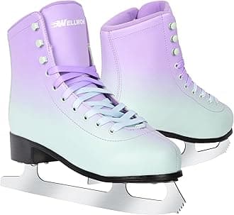 Figure Ice Skates for Women Girls and Boys, Lace-Up Adult Figure Skate Ice Hockey Skates for Outdoor and Skating Rink, Figure Ice Skate Shoes Size US Women's 8/Men's 6.5
