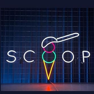 Scoop Ice Cream Neon Sign 28 inches Led Scoop Decors Light Up Signs Wall Decor for Home Bedroom Shop Club Coffee Shop Decorations