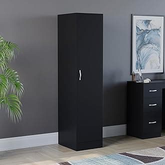 Riano Wardrobe, With Shelf & Hanging Rail Bedroom Storage Furniture (Black, 1 Door)
