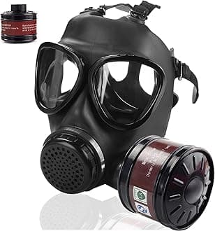 AMZYXUAN Gas Masks Survival Nuclear and Chemical, Gas Mask with 40mm Activated Carbon Filter, Tactical Full Face Respirator Mask for Chemicals, Gases, Paint, Vapors, Welding