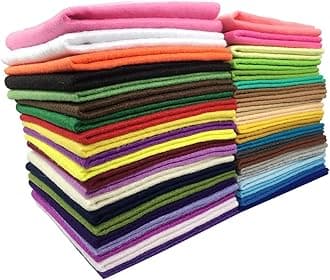 42pcs 12"X12" 1.5mm Thick Soft Felt Nonwoven Fabric Sheet Pack DIY Craft Patchwork Sewing Squares Assorted Colors with Thread Bag