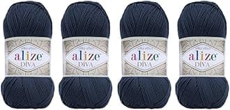 Alize 4 Balls Hand Knitting Yarn 100% Microfiber Acrylic Yarn Diva Silk Effect Thread Crochet Art Lace Craft Lot of 4 skeins 400gr 1532yds (361)