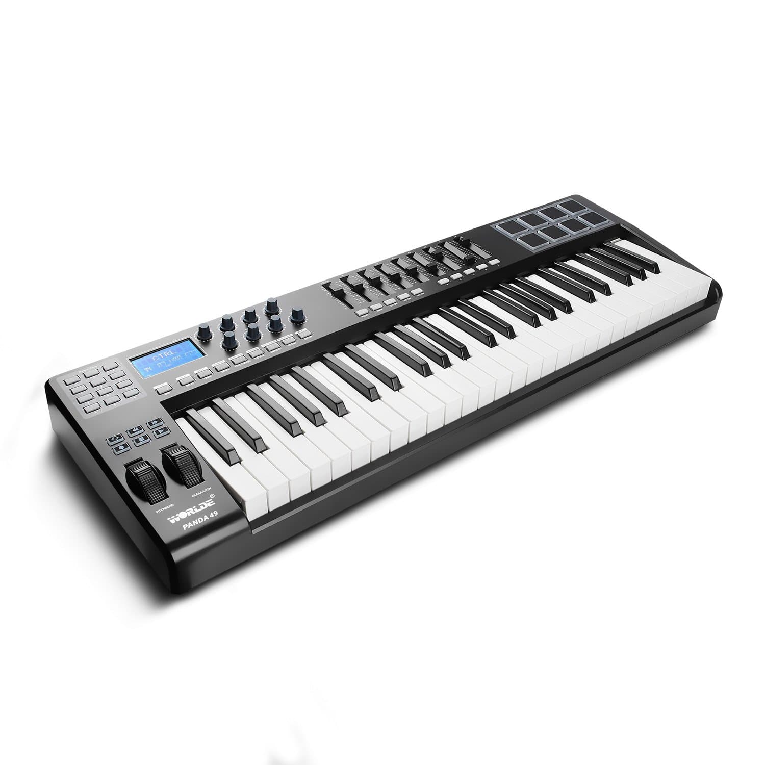 Panda 49 USB MIDI Keyboard Controller 49-Key & 8 Drum Pad 9 Faders 8 Knobs
